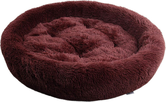 Soft round Dog Bed Circle Fluffy Warm Nuture Bed for Dogs Calming Dog Doughnut Bed Orthopedic Washable Circular Dog Bed anti Anxiety Donut Doggy Bed for Small Medium and Large Dog