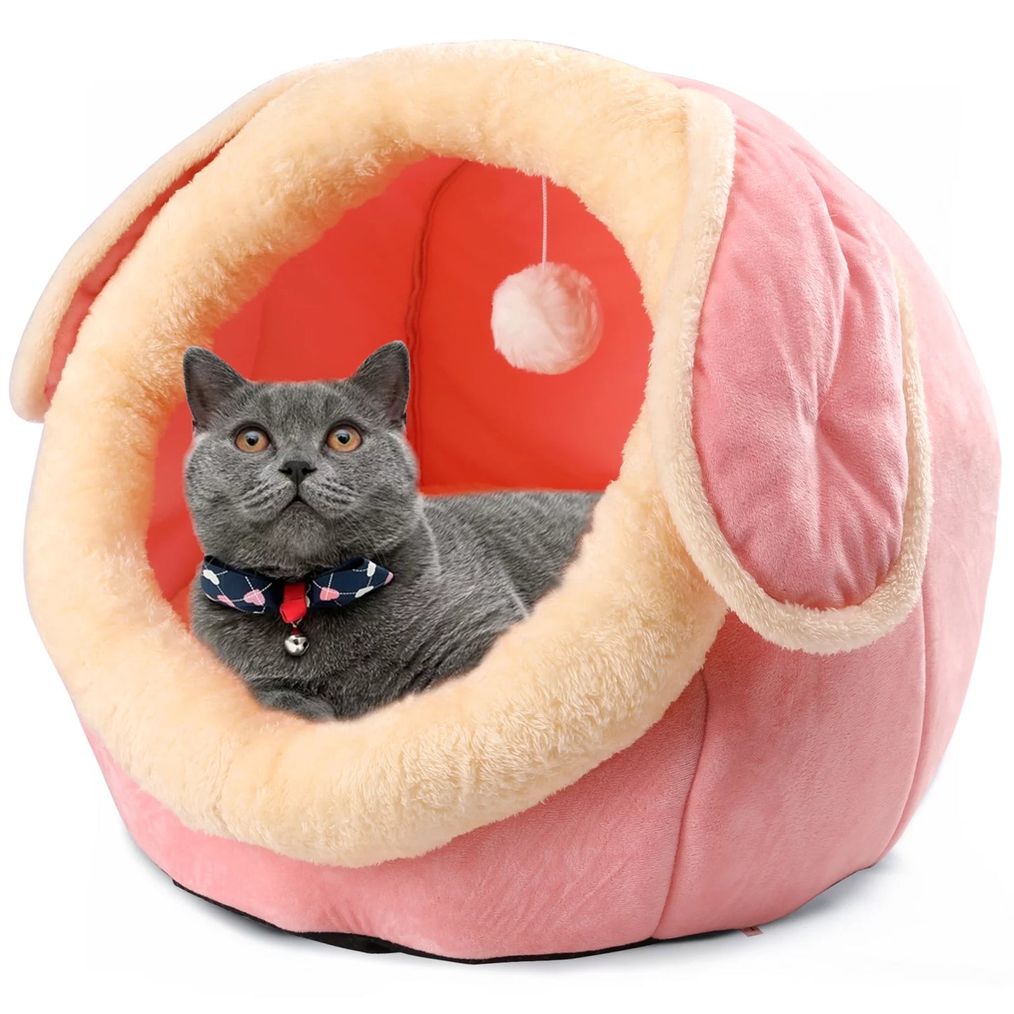 Cat Bed Cave Cat House Bed Pet Bed with Cushion for Small Medium Indoor Cats Dogs Pink