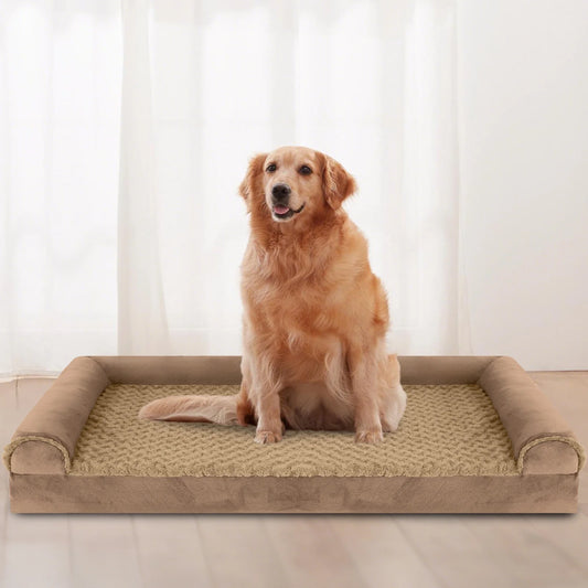 Dog Beds for Large Dogs Waterproof Orthopedic Large Dog Bed with Sides Non-Slip Bottom and Egg-Crate Foam Large Dog Pet Couch Sofa with Washable Removable Cover