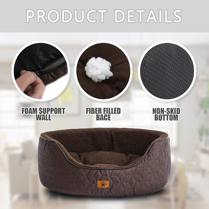 Luxury Dog Bed for Small Medium Dog Washable Removable Covers Oval Cozy Calming Cat Bed