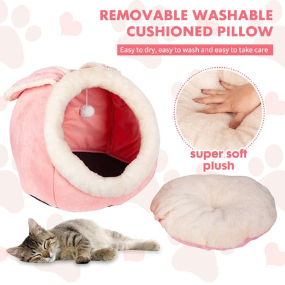 Cat Bed Cave Cat House Bed Pet Bed with Cushion for Small Medium Indoor Cats Dogs Pink