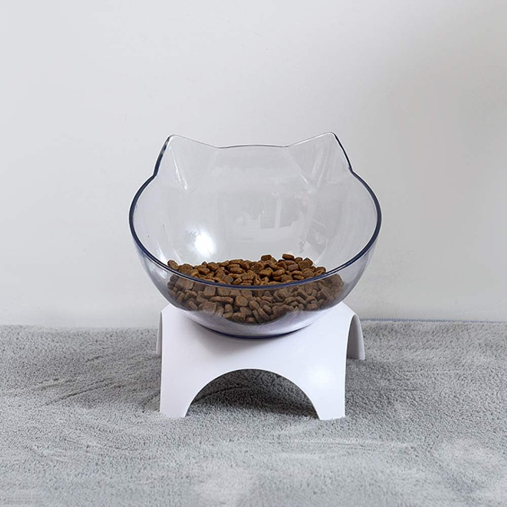 Cat Elevated Bowl with Raised Stand, 15 Degree Tilted Design Neck Guard Stand Raised Pet Food Water Feeder Bowl for Cats or Small Dogs